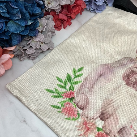 Eco-Friendly Bunny with Pink Flowers Folding Tote Bag - Picture 10 of 14